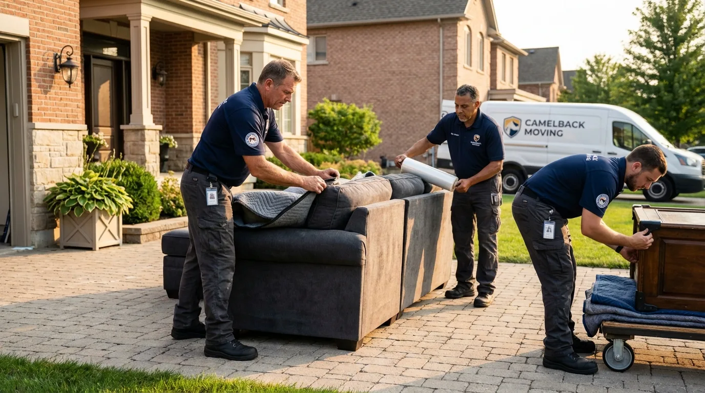 Large estate moving crew wrapping furniture in Rockford, OH